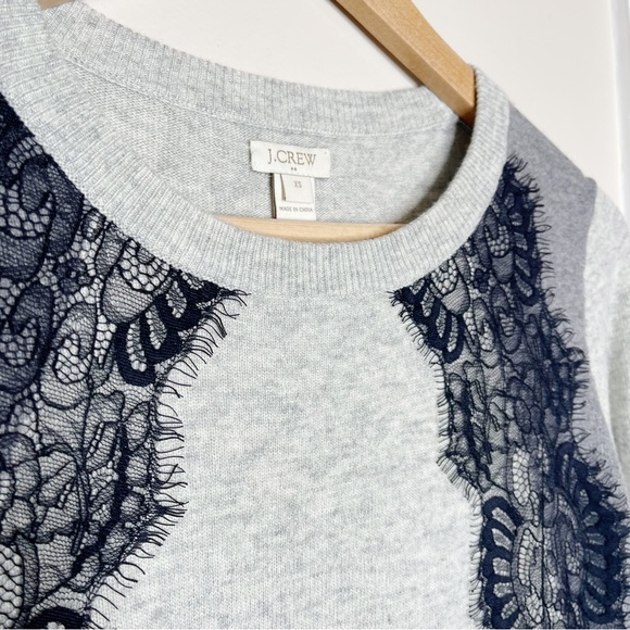 J Crew Grey Crew Neck Sweater with Black Lace Detail - Picture 4 of 7